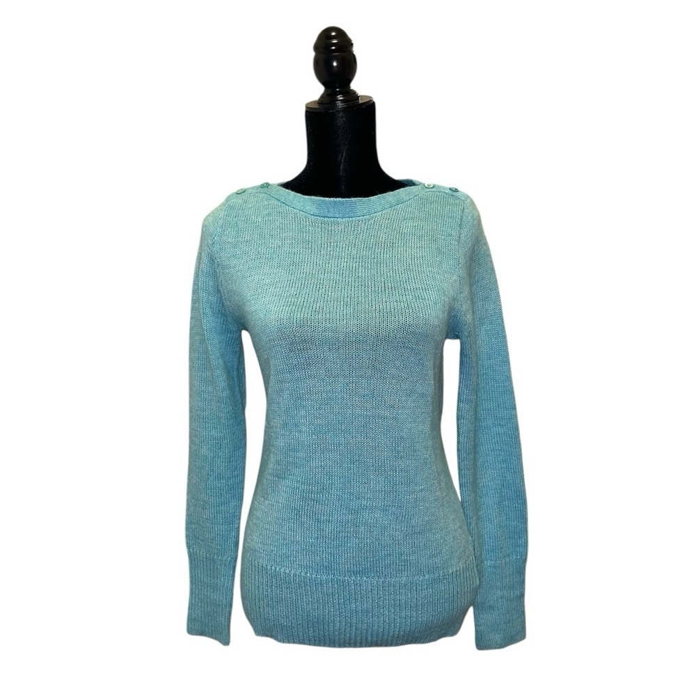 J. Crew Sky Blue Wool Mohair Blend Boat Neck Knit Sweater Size S